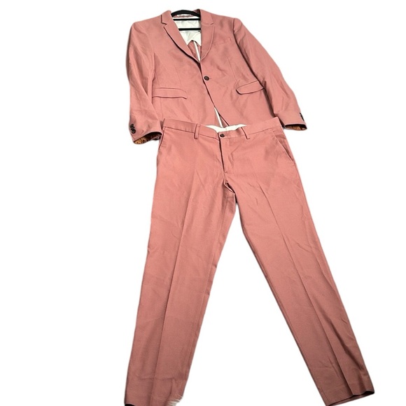 Zara dusty rose wedding pantsuit size 40 blazer 32 pant - Picture 5 of 16